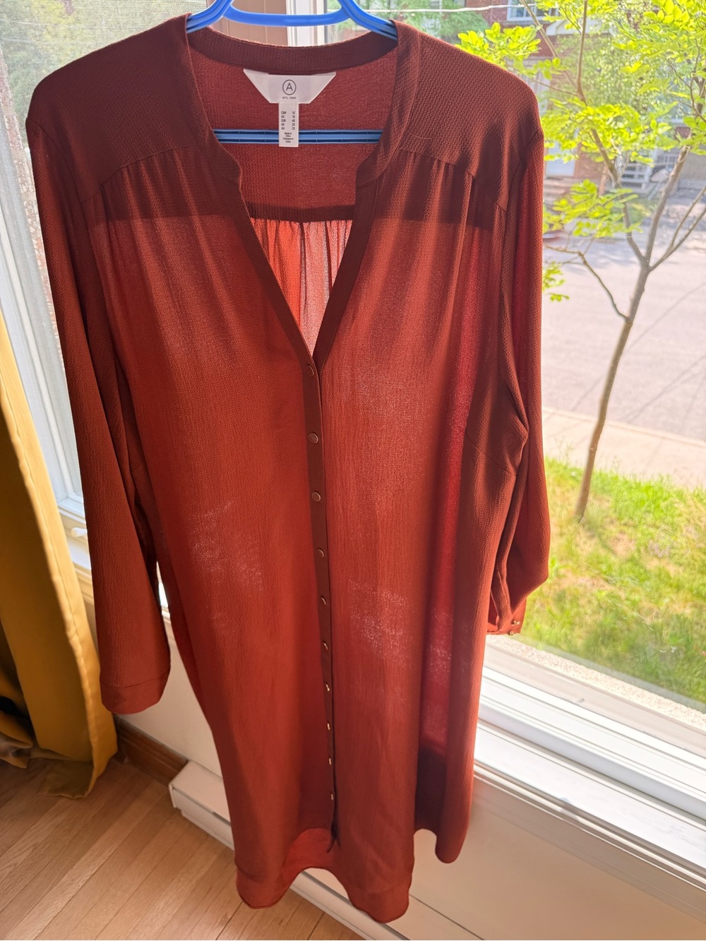 Addition Elle Long Sleeve Button-Front Dress in Rust - Picture 3 of 8
